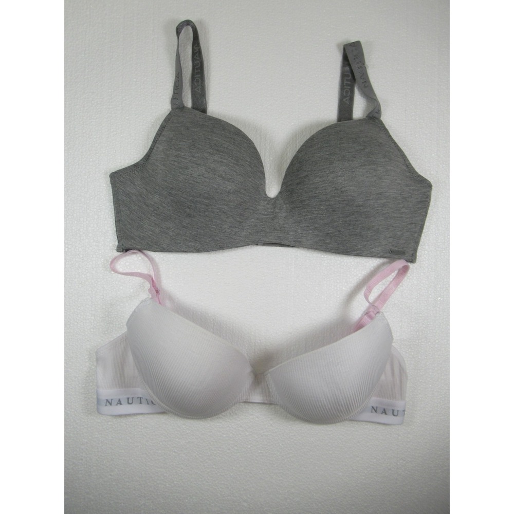 2 Nautica Bras Lot Bundle 38C Gray White Wireless Underwire